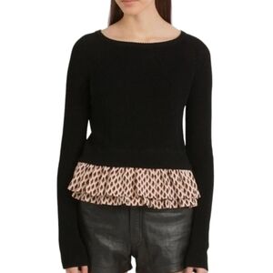Maje Ecluse Pull Court Black Linen Sweater